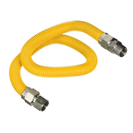 Flextron Gas Line Hose 5/8'' O.D.x48'' Len 1/2" FIPx3/4" MIP Fittings Yellow Coated Stainless Steel Flexible FTGC-YC12-48M